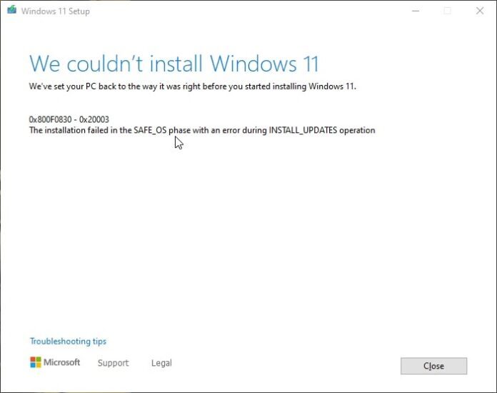 一些用户升级Windows 11时出现0x8007007f报错